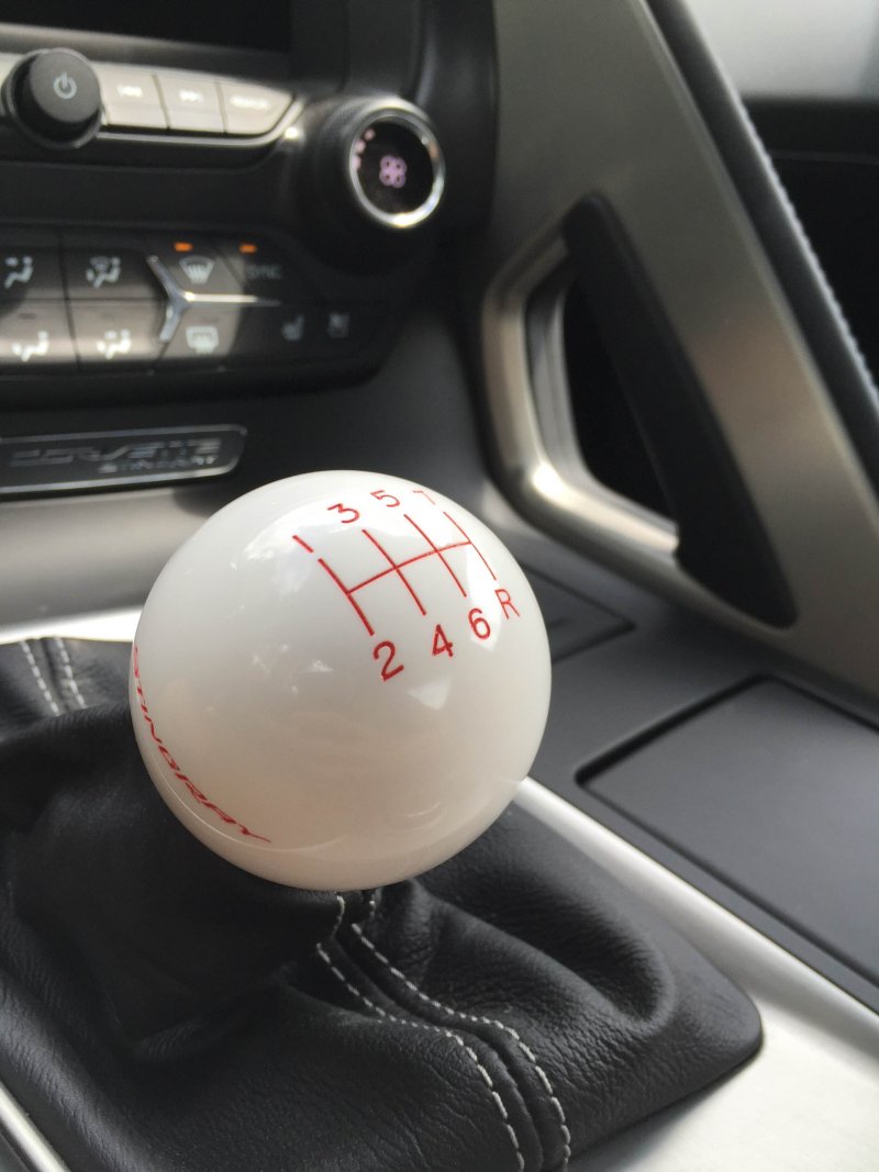 C7 Corvette Black Shift Knob With Red Shift Pattern and Stingray